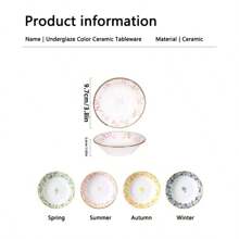 4/8pcs Ceramic Condiment Dishes, Floral Pattern, Sauce Plates, Household Soy Sauce Vinegar Spice Plates For Home Kitchen Restaurant Sushi Bar, Party, Hot Pot, Picnic, Camping, BBQ, Kitchen Dining Accessories,School Supplies - Multicolor - View 7