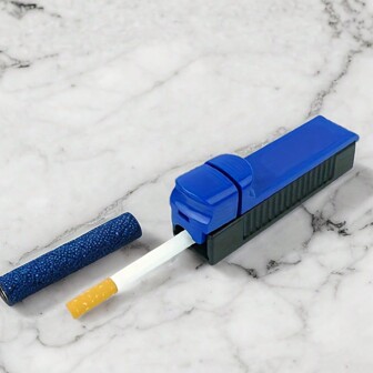 1 pezzo Arrotolatore di sigarette manuale blu, Macchinetta portatile in plastica per arrotolare sigarette da 8mm, Strumento di arrotolatura a scorrimento, Regalo per uomo