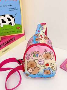 1pc Nylon Zipper Closure, Fashionable And Cute Girls' Shoulder Crossbody Mini Chest Bag, Cartoon Capybara Coin Purse, Suitable For A Variety Of Occasions, Comfortable And Adjustable Shoulder Straps, Versatile And Not Picky, Suitable For Outdoor, Playing, Commuting, School Use, A Perfect Gift For Girls