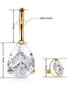 Belly Button Ring Dangle Belly Rings Steel Belly Button Piercing Jewelry Teardrop Navel Ring For Women - Multicolor - View 4