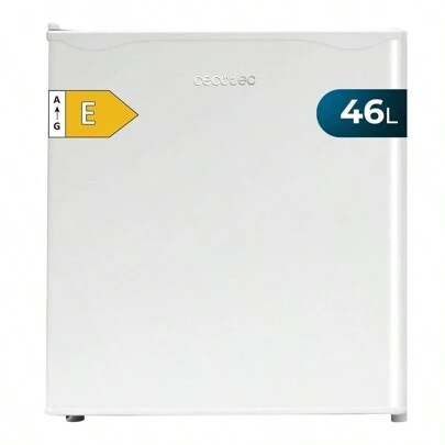 Cecotec Mini-réfrigérateur GrandCooler 20000 SilentCompress Blanc E, blanc, compartiment congélateur interne, capacité de 46 litres, 48,7 cm de large et 48 cm de haut, porte réversible, fonctionnement cyclique, classe énergétique E