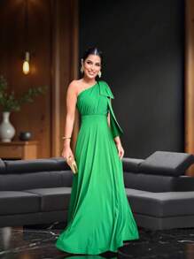 Long Party Dress With Lace, Lined Cups, Comfortable, Elegant, Simple - 綠色 - 查看 1