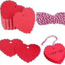 10/5Pcs Valentine's Day Gift Paper Bags Red Heart Party Favor Bags With Tags And Tissue Paper Brown Wrap Bags With Handles For Wedding Anniversary Party Decor Supply Valentine's Day - Multicolor - View 14