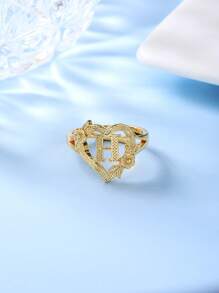 1pc Stylish Adjustable Rings With Heart, Letter, Geometric Pattern Design, Fashion Accessories, Ideal Gift