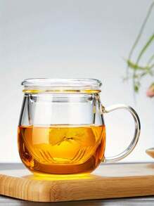 1 Set Taza de té de vidrio con infusor y tapa, 380ml/12,85oz Taza de té de vidrio con filtro para jugo de limón, agua, té, café, jugo, vajilla para todas las estaciones, de vuelta a la escuela - transparente - Ver 8