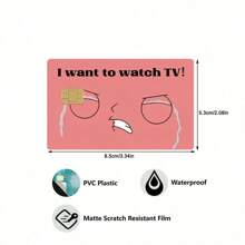 2 张“我想看电视”超薄时尚 PVC 卡贴 - 防水、防刮、设计炫酷，适用于信用卡、购物卡和交通卡 - 彩色 - 查看 4