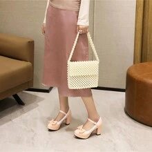 Mary Jane Shoes For Women Bow Lolita Shoes Kawaii Platform High Heels Dress Pumps Valentines - 粉色 - 查看 3