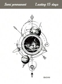 1 Stück pflanzliches Saft Tattoo, minimalistisches Sternbild Linienkunst Design, semi-permanenter nicht-reflektierender Tattoo Aufkleber für Alltag, Party, Urlaubsgeschenk, hält 7-14 Tage ohne Verblassen oder Reflexion, für Arm, Taille, Rücken, Bein - Blau - Übersicht 5