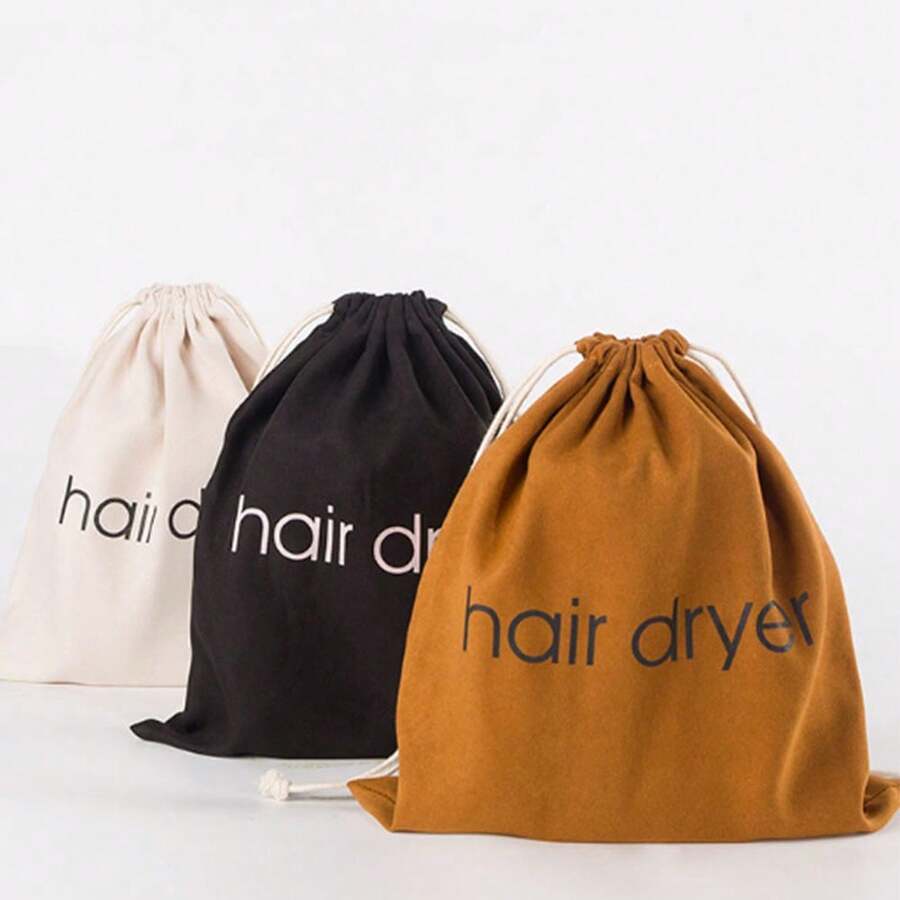 Cotton Drawstring Dust Bag For Hotel Hair Dryer, Travel Storage Pouch