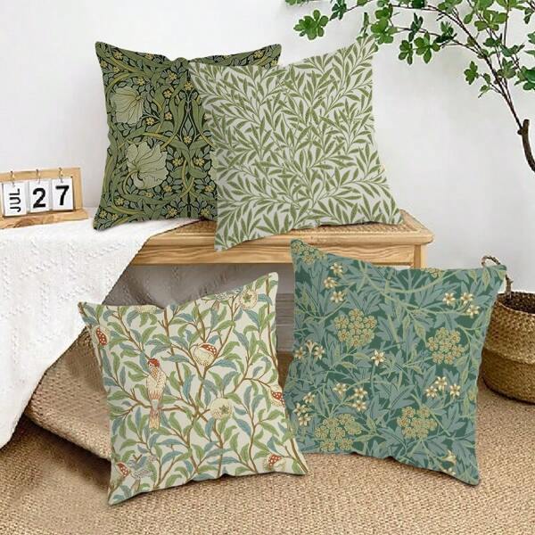 MEMNUN 1 Federa per cuscino con stampa floreale e di uccelli, federa contemporanea in tessuto jacquard con chiusura lampo, lavabile in lavatrice, decorativa, con stampa vintage di fiori naturali su un lato, per vari tipi di ambienti, misura 45cm - imbottitura non inclusa