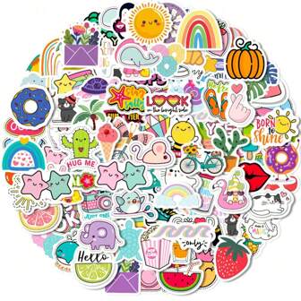 100Pcs Water Bottle Stickers, 4cm Cute Cartoon Animal Bulk Stickers For Luggage Computer Car Scrapbook Phone, Waterproof Stickers For Teens Adults Back To School