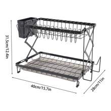 2 Tier Dish Drying Rack For Kitchen, Foldable Dish Drying Rack, Dish Drying Rack - Black - View 10