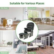 Homasis Wood Glider & Ottoman Cushion Set Baby Nursery Rocking Chair - Dark Grey - View 8