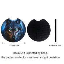 2pcs Fox/Wolf Design Absorbent Cup Mats, Fashionable Durable Quick Dry Non-Slip Car Cup Holders