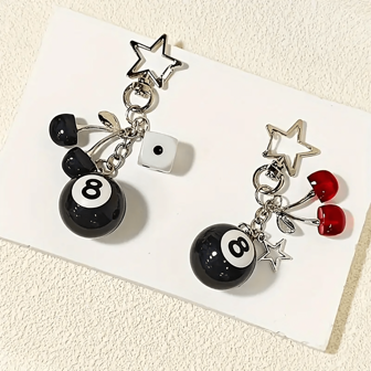 时尚树脂台球、樱桃、星星、骰子吊坠钥匙扣，是理想的礼物选择，配有钥匙扣配件汽车配件包魅力学校可爱哥特 Y2k