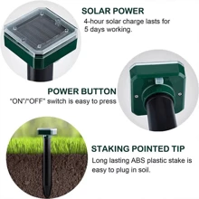 NetHong 4 Pcs Mole Rat Repellent Solar Ultrasonic Repeller Spike Garden Pest Deterrent - Black (square) - View 11