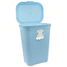 Baby Room Organizer Kit In Rattan With Basket, Trash Cans, Multipurpose Boxes And Soap Dispenser - Blue - View 3