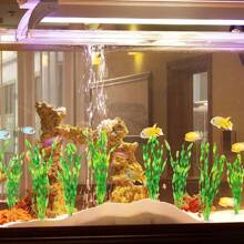 10 piezas de algas marinas artificiales para acuario, decoraciones de plástico para pecera
