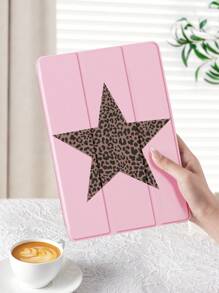 Cheetah Print 1pc Leopard Star Pattern Protective Case, Compatible With IPad 10.2", IPad Pro 11" 2021/2020/10th Gen, IPad Mini 4/5/6, Galaxy Tab A8 10.5" 2022, Matepad 10.4"/Tab, Pencil Slot, Shockproof, Tablet Stand Case, Support Auto Sleep/Wake