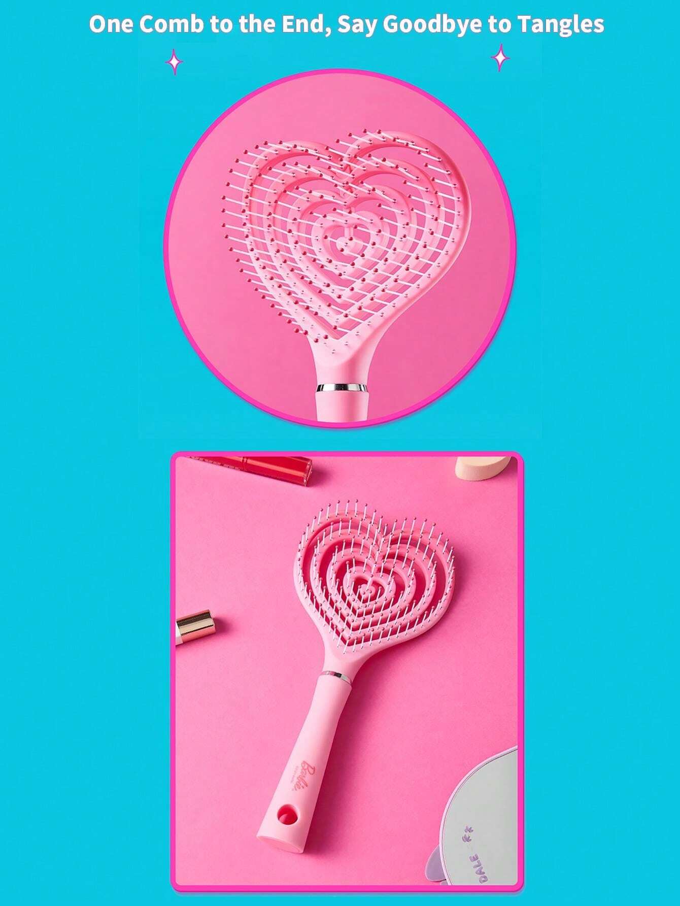 Miniso Peigne de coiffure volumisant en forme de cœur Barbie Brosse à cheveux premium en