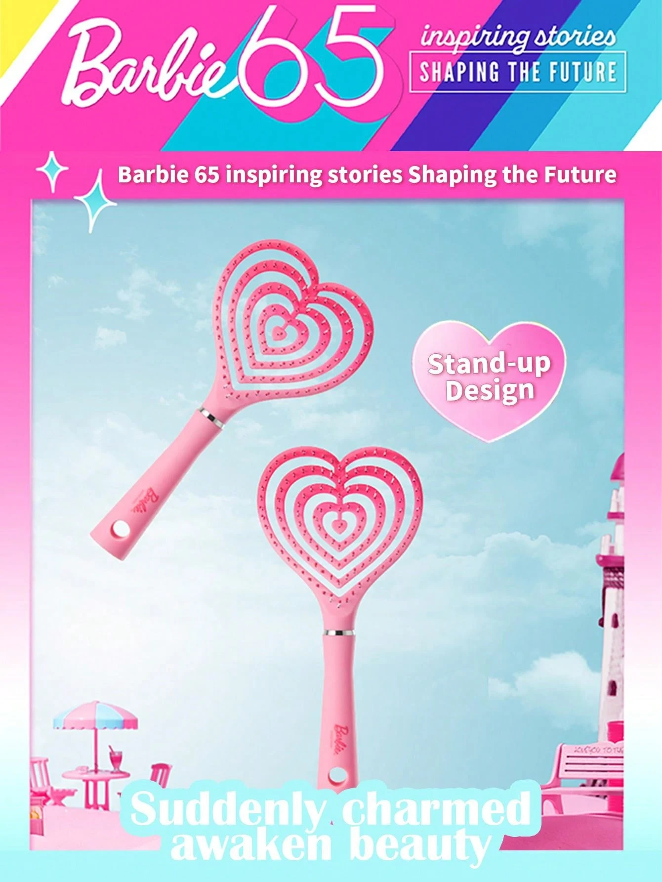 Miniso Peigne de coiffure volumisant en forme de cœur Barbie Brosse à cheveux premium en