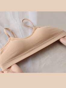 4pcs Girls Simple Solid Color Comfortable Seamless Camisole Lingerie Bras, Women Lingerie Bra