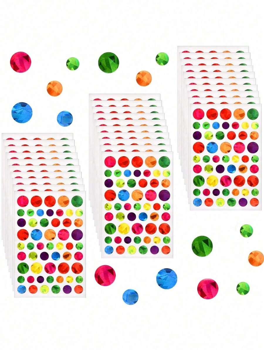 270片/540片彩虹全息小星星贴纸，闪亮全息贴纸，学生计划本和学校教室教师用品，直径0.6英寸，可用于奖励图表和DIY装饰 - 彩色 - 查看 1