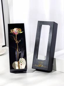 Gold Foil Rose, Teacher's Day Gift Box, Valentine's Day, Wedding Anniversary Gift, Birthday Present, Gold Foil Rose Decor, Home Decoration, Jewelry Promotional Gift, Everlasting Rose, Artificial Crystal Rose - Clear - View 13