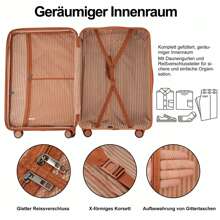 Sweiko Sweiko Mala rígida, mala com rodinhas, mala de viagem, bagagem de mão 4 rodas, material ABS, trava alfandegária TSA, 56 * 38,5 * 23,5, (creme + marrom)