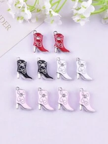 10 stuks diverse hoge hakken gevormde zinklegering geëmailleerde sieraden DIY hanger bedels