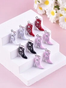 10 stuks diverse hoge hakken gevormde zinklegering geëmailleerde sieraden DIY hanger bedels
