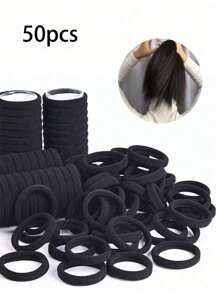 200 bucăți/Set de bentite elastice negre pentru femei, uz zilnic simplu și durabil, suport gros pentru coadă de cal, elegant și elegant, accesorii de păr cu elasticitate ridicată, fără sudură