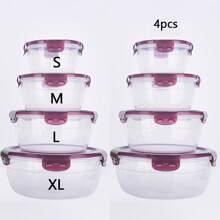 1pc/2pcs/3pcs/4pcs Purple PP Transparent Airtight Food Storage Containers, Leak-Proof Design For Fridge & Microwave - Purple - View 12