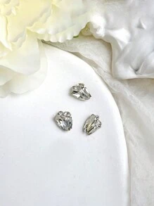 10/30Pcs White Rhinestone, Big Crooked Heart, Fat Square Axe, Crystal Rhinestone, Cannot Drop Bottom, High Brightness Pearl, Alien Rhinestone Material, Nail Rhinestone Jewelry Nails Nail Supplies Nails Nail Charms Nail Gems