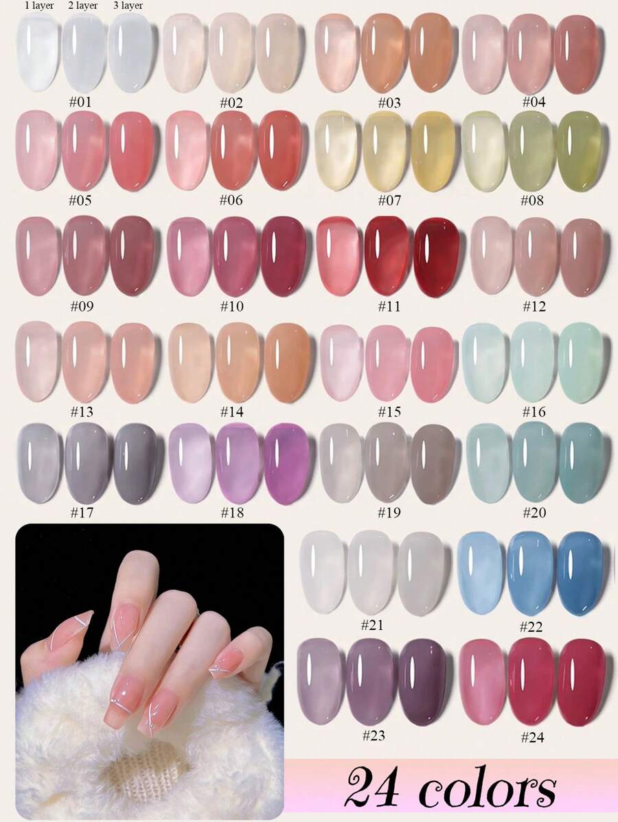 2025 New Summer Popular Jelly Jade Ice Transparent Nude Gel Nail Polish All-Match Kit Phototherapy Gel Used In Nail Salon Nail Art Manicure Diy Women Gift - 彩色 - 查看 1