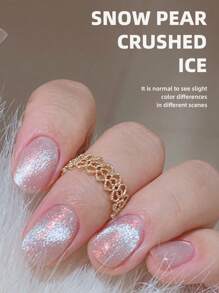 XEIJAYI 1Pc 15ml Snow Pear Crushed Ice Cat Eye Gel Nail Polish, Shiny Diamond Nail Polish, Magnetic Gel Polish, Shiny Bubble-Free UV/LED Quick-Drying Gel Suitable For Women And Girls Nail Art DIY Design - trắng - Xem 4