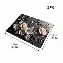1pc Washing Machine Cover Mat, 3D Floral Print Pattern, Kitchen Countertop Mat, Washer/Dryer Top Protective Cover, Multi-Purpose Kitchen Counter Cover, Modern Washer And Kitchen Appliance Top Protector, Clothes Drying Mat, Water-Resistant Countertop Mat, Home Goods