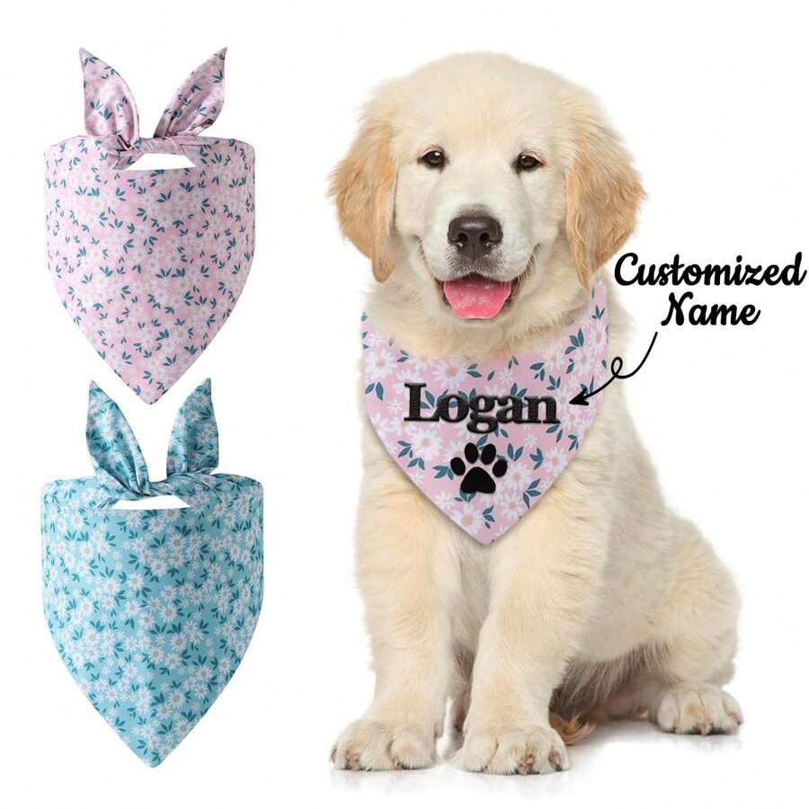 1 件个性化狗头巾刺绣名字定制颈饰狗围巾三角围兜宠物配饰适用于小型中型大型犬猫宠物生日礼物