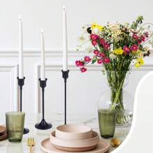 3 pièces Lot de porte-bougies noirs - style conique, vintage, pour cheminée, table, décoration de mariage