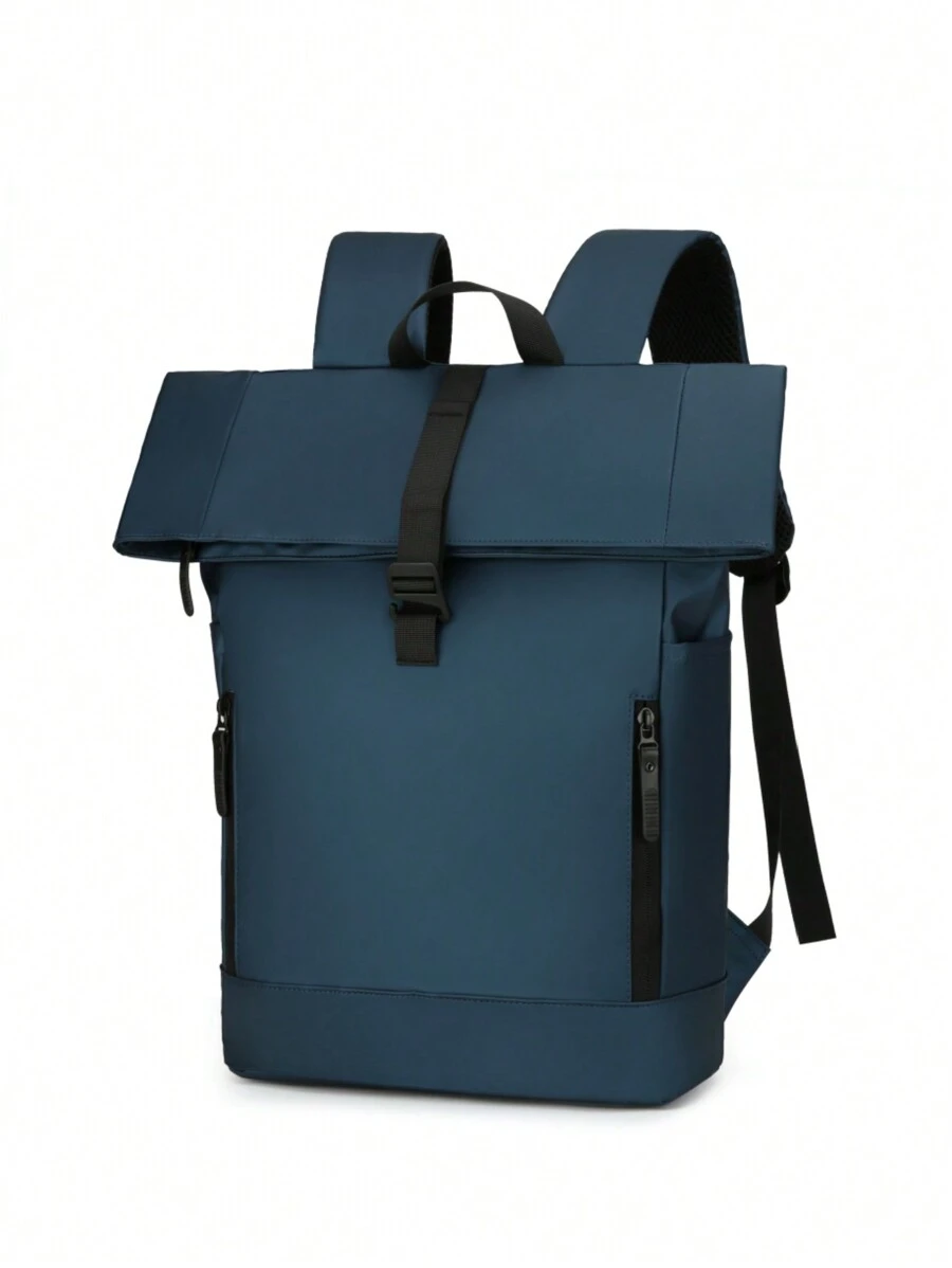 Fashionable Minimalist Solid Color Large Capacity Student Commuter Casual Versatile Women Backpack, School Backpack - Royal Blue - View 1