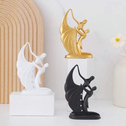 1 قطعة ديكور حرفي راتنجي للرقص الباليه باللون الأبيض والأسود والذهبي كهدية محبة مثالية للمنزل أو المطعم أو المقهى في عيد الحب