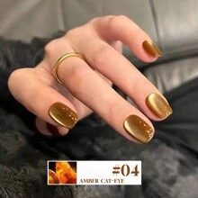 春夏秋冬銅鏡琥珀貓眼指甲油8件組，15ML高級感瓶身，2026熱門8色，亮眼玻璃珠水晶貓眼指甲油，磁粉細膩好吸收 - 彩色 - 查看 13