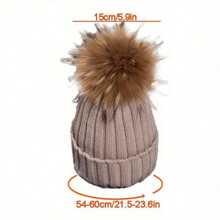 Ladies Womens Winter Warm Knitted Beanie Ski Hat Faux Fur Bobble Pom Pom Hat - Royal Blue - View 7