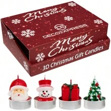 Deco Express Christmas Tealight Candle Set Multipack Of 12 6 Hours Burning Time Festive Xmas Decor Unscented - Multicolor - View 1