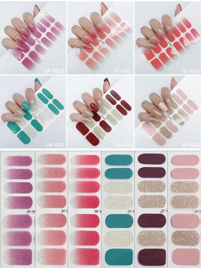 6pcs Full Coverage Nail Stickers, Luxury Gold-Plated Nail Stickers, Diamond Nail Stickers, Floral Nail Stickers, Easy To Apply, Long-Lasting Vibrant Colors, Convenient For Women And Girls To Create Salon-Like Nails At Home.