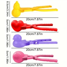 1 pièce de différents accessoires pour fabriquer des boules de neige, outils de sculpture de neige d'hiver, avec des moules en forme de cœur, de football, de canard, de bonhomme de neige. Équipement de jeu en plastique pour l'extérieur, utilisé pour les batailles de boules de neige - style et couleur aléatoires.