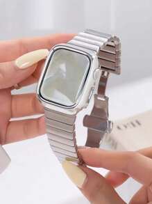 Huastonband 1件相容手錶保護殼（不含螢幕貼膜）PC硬質電鍍銀色光滑亮面鏤空防撞防刮保護框，適用於Ultra 2 1 SE S9/8/7/6/5/4/3/2/1系列男款女款智慧手錶 38/40/41mm 42/44/45/49mm 智慧保護殼 - 銀色 - 查看 5