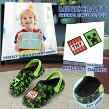 Minecraft Winter Clogs Fleece Lining & Charms Garden Shoes Slip On Strap - Multicolor - View 3