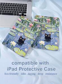 油画猫保护套兼容 iPad 10.2 英寸 2021/2020 iPad 第 9/8 代，兼容三星 Galaxy Tab A8 10.5 英寸 2022，标签保护套，带笔架，支持自动睡眠/唤醒盖 - 彩色 - 查看 4