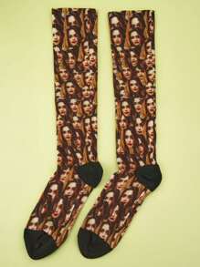 1pair Custom Father's Day Support Socks, Personalized Compression Socks, Custom Face Running Socks, Custom Printed Knee Socks, Personalized Funny Face Socks, Anniversary Gift, Valentine Gift, Birthday Gift, Wedding Gift, Mother's Day Gift, Father's Day Gift, Best Friend Gift, Gift For Mom/Dad, Gift For Girlfriend/Boyfriend, Gift For Her/Him